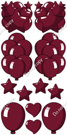 12 pc Burgundy Cartoon Flair Set