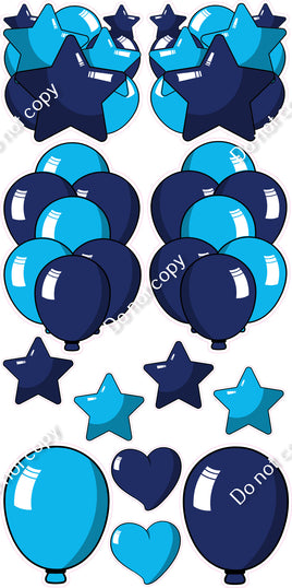 12 pc Navy Blue & Caribbean Cartoon Flair Set