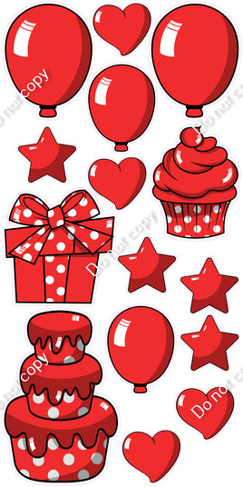 15 pc Red Cartoon Flair Set