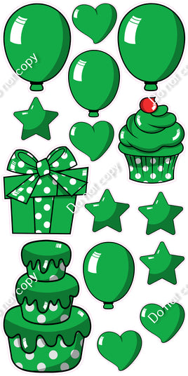 15 pc Green Cartoon Flair Set