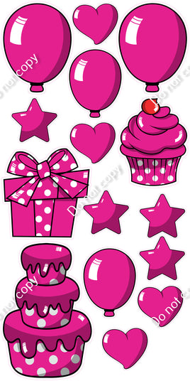 15 pc Hot Pink Cartoon Flair Set