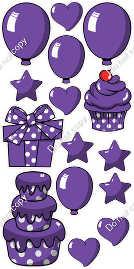 15 pc Purple Cartoon Flair Set