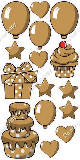 15 pc Gold Cartoon Flair Set