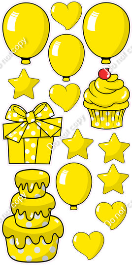 15 pc Yellow Cartoon Flair Set