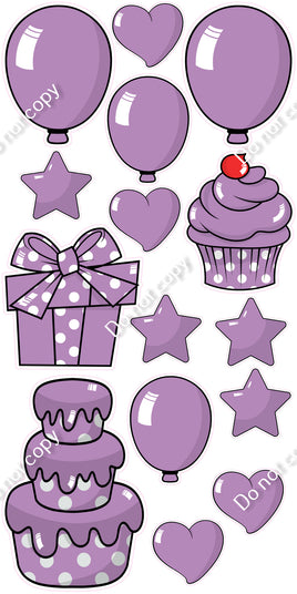 15 pc Lavender Cartoon Flair Set