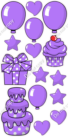 15 pc Lilac Cartoon Flair Set