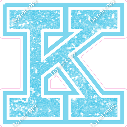 18" Greek Individual Baby Blue Sparkle - Alphabet Pieces Kappa