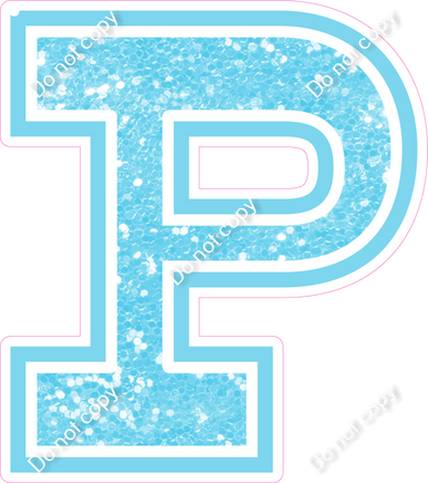 18" Greek Individual Baby Blue Sparkle - Alphabet Pieces Rho