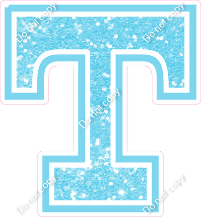 18" Greek Individual Baby Blue Sparkle - Alphabet Pieces Tau
