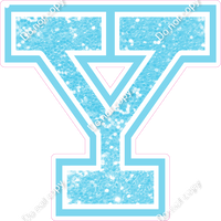 18" Greek Individual Baby Blue Sparkle - Alphabet Pieces Upsilon
