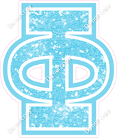 18" Greek Individual Baby Blue Sparkle - Alphabet Pieces Phi