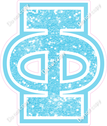 18" Greek Individual Baby Blue Sparkle - Alphabet Pieces Phi