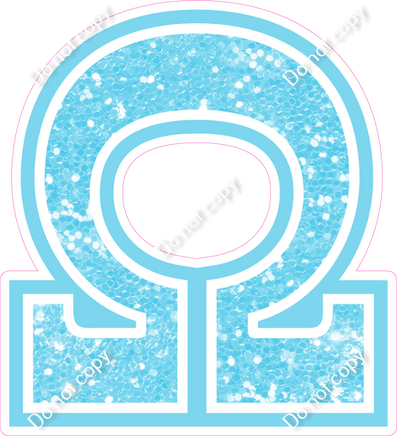 18" Greek Individual Baby Blue Sparkle - Alphabet Pieces Omega