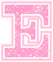 18" Greek Individual Baby Pink Sparkle - Alphabet Pieces Epsilon