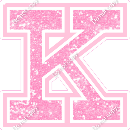 18" Greek Individual Baby Pink Sparkle - Alphabet Pieces Kappa