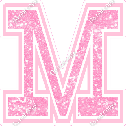 18" Greek Individual Baby Pink Sparkle - Alphabet Pieces Mu