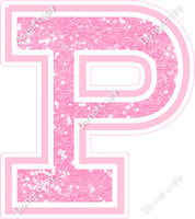 18" Greek Individual Baby Pink Sparkle - Alphabet Pieces Rho