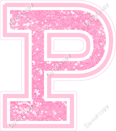 18" Greek Individual Baby Pink Sparkle - Alphabet Pieces Rho