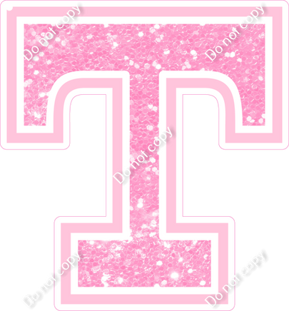 18" Greek Individual Baby Pink Sparkle - Alphabet Pieces Tau