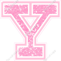 18" Greek Individual Baby Pink Sparkle - Alphabet Pieces Upsilon