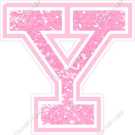 18" Greek Individual Baby Pink Sparkle - Alphabet Pieces Upsilon