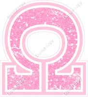18" Greek Individual Baby Pink Sparkle - Alphabet Pieces Omega