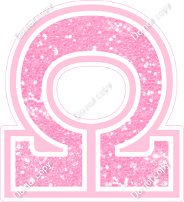 18" Greek Individual Baby Pink Sparkle - Alphabet Pieces Omega