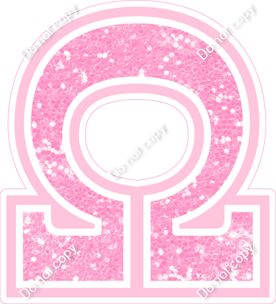 18" Greek Individual Baby Pink Sparkle - Alphabet Pieces Omega