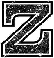 18" Greek Individual Black Sparkle - Alphabet Pieces Zeta