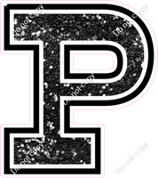 18" Greek Individual Black Sparkle - Alphabet Pieces Rho