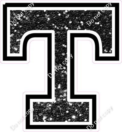 18" Greek Individual Black Sparkle - Alphabet Pieces Tau
