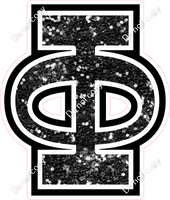 18" Greek Individual Black Sparkle - Alphabet Pieces Phi