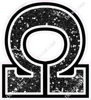 18" Greek Individual Black Sparkle - Alphabet Pieces Omega