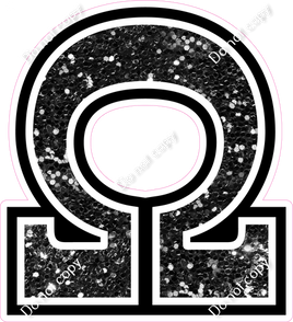 18" Greek Individual Black Sparkle - Alphabet Pieces Omega