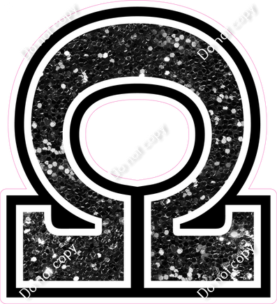 18" Greek Individual Black Sparkle - Alphabet Pieces Omega