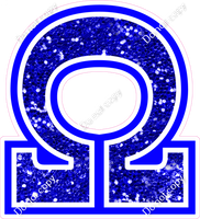 18" Greek Individual Blue Sparkle - Alphabet Pieces Omega
