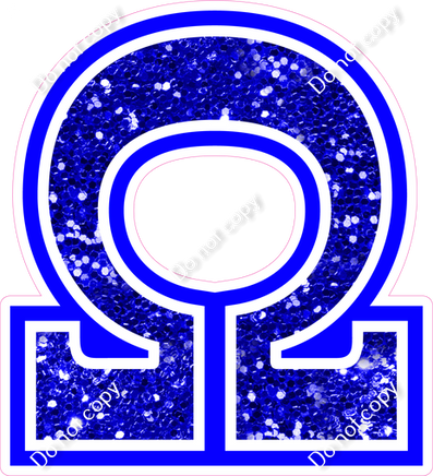 18" Greek Individual Blue Sparkle - Alphabet Pieces Omega