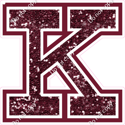 18" Greek Individual Burgundy Sparkle - Alphabet Pieces Kappa