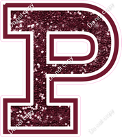 18" Greek Individual Burgundy Sparkle - Alphabet Pieces Rho