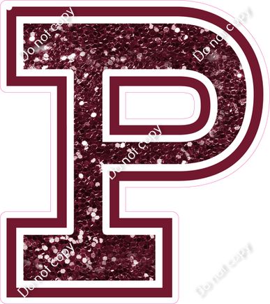 18" Greek Individual Burgundy Sparkle - Alphabet Pieces Rho