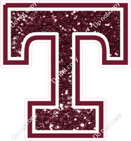 18" Greek Individual Burgundy Sparkle - Alphabet Pieces Tau