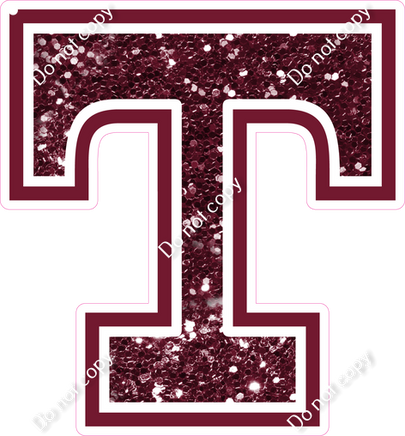 18" Greek Individual Burgundy Sparkle - Alphabet Pieces Tau