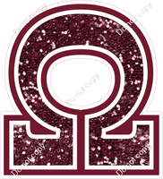 18" Greek Individual Burgundy Sparkle - Alphabet Pieces Omega