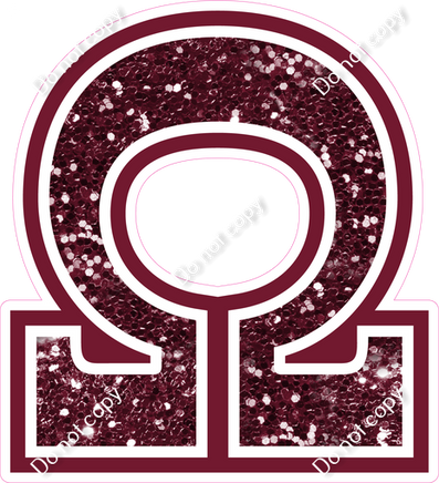 18" Greek Individual Burgundy Sparkle - Alphabet Pieces Omega