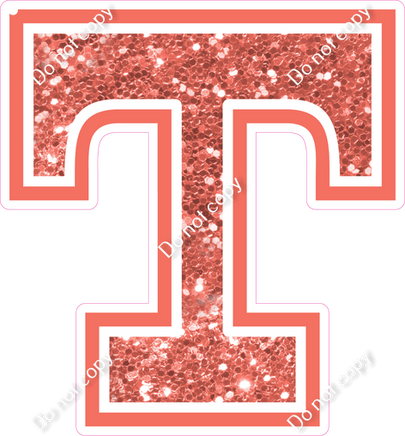 18" Greek Individual Coral Sparkle - Alphabet Pieces Tau
