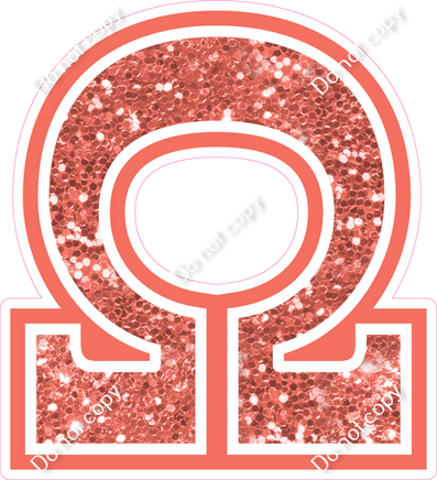 18" Greek Individual Coral Sparkle - Alphabet Pieces Omega