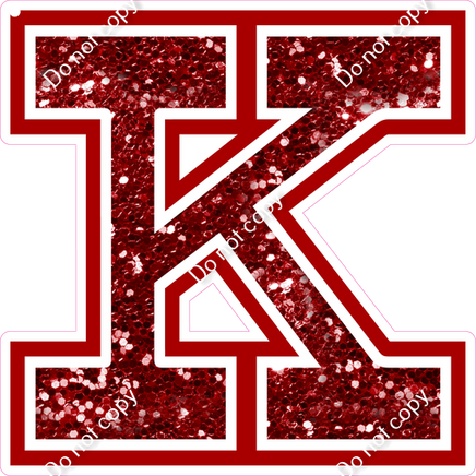 18" Greek Individual Crimson Sparkle - Alphabet Pieces Kappa