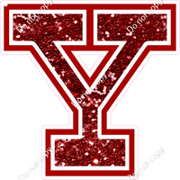 18" Greek Individual Crimson Sparkle - Alphabet Pieces Upsilon