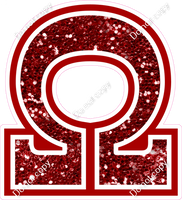 18" Greek Individual Crimson Sparkle - Alphabet Pieces Omega