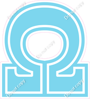 18" Greek Individual Flat Baby Blue - Alphabet Pieces Omega
